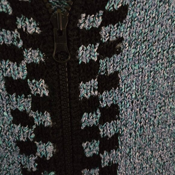 South Cotton Vintage Hand Loomed In Bolivia Full Zip Cardigan Sweater Size M - Picture 3 of 5